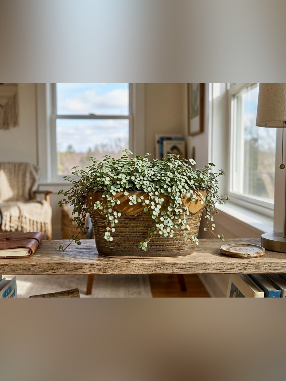 Handmade Ceramic Planter Oval Pot with Drainage Hole